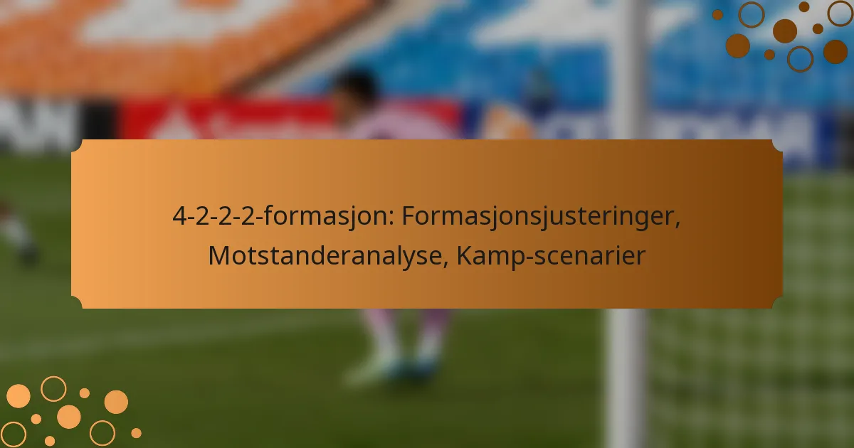 4-2-2-2-formasjon: Formasjonsjusteringer, Motstanderanalyse, Kamp-scenarier