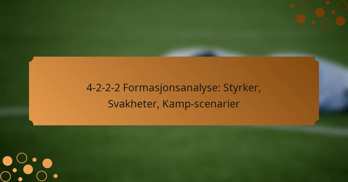 4-2-2-2 Formasjonsanalyse: Styrker, Svakheter, Kamp-scenarier